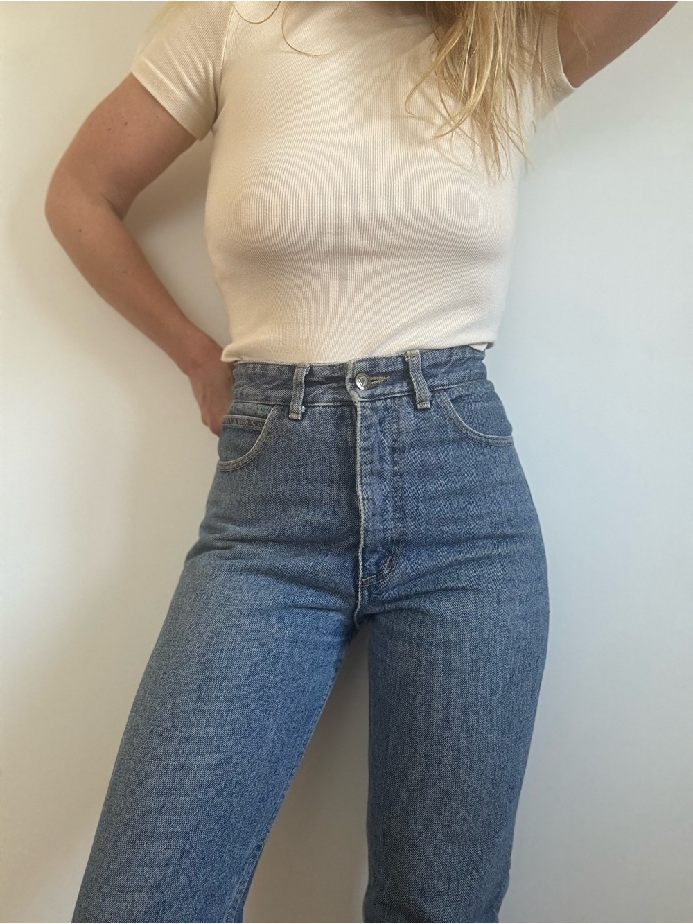 Vintage Guess? by Georges Marciano 90s high rise tapered leg blue jeans